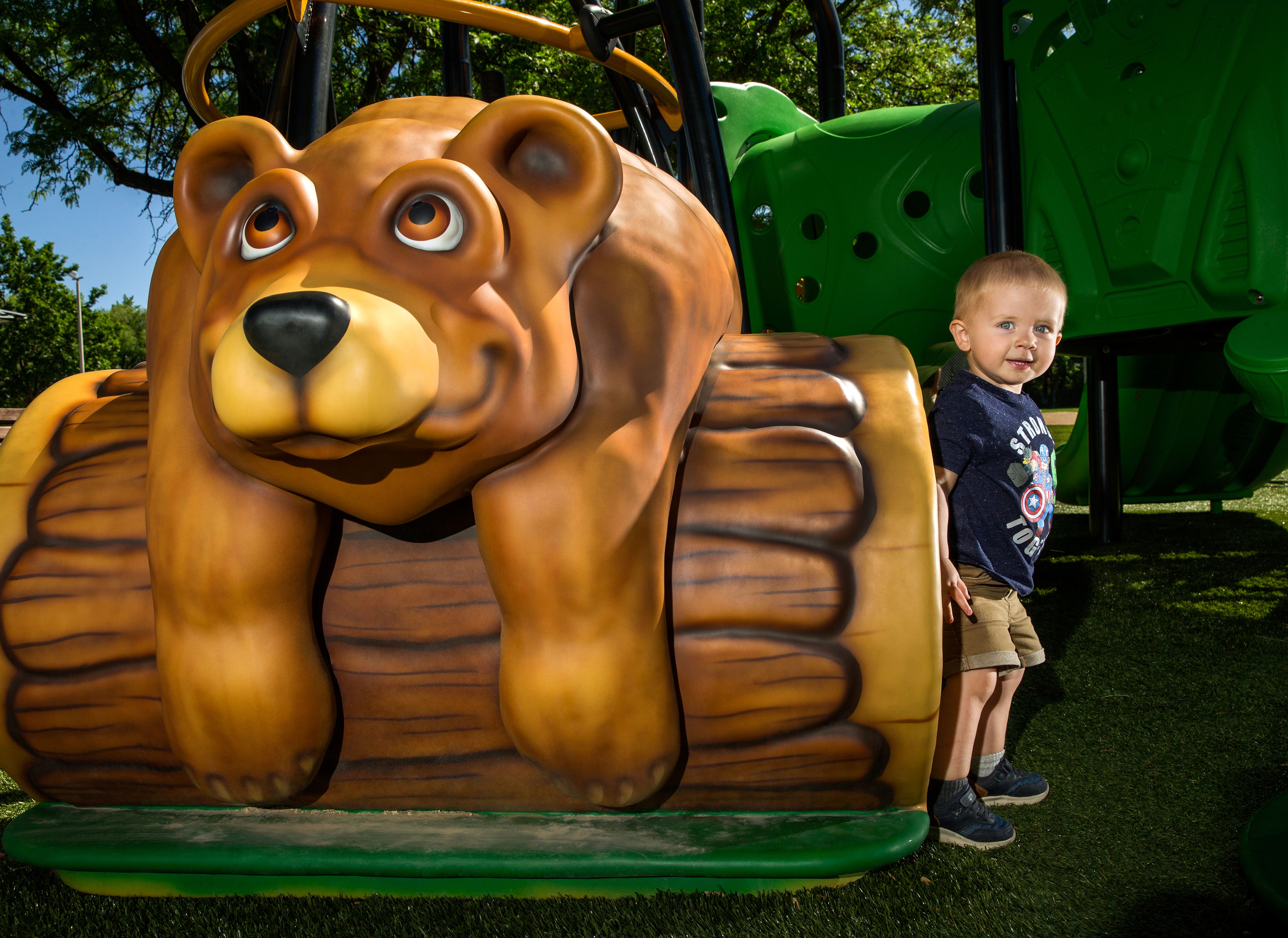 Bear-themed Fun Forms sculpture at a playground
