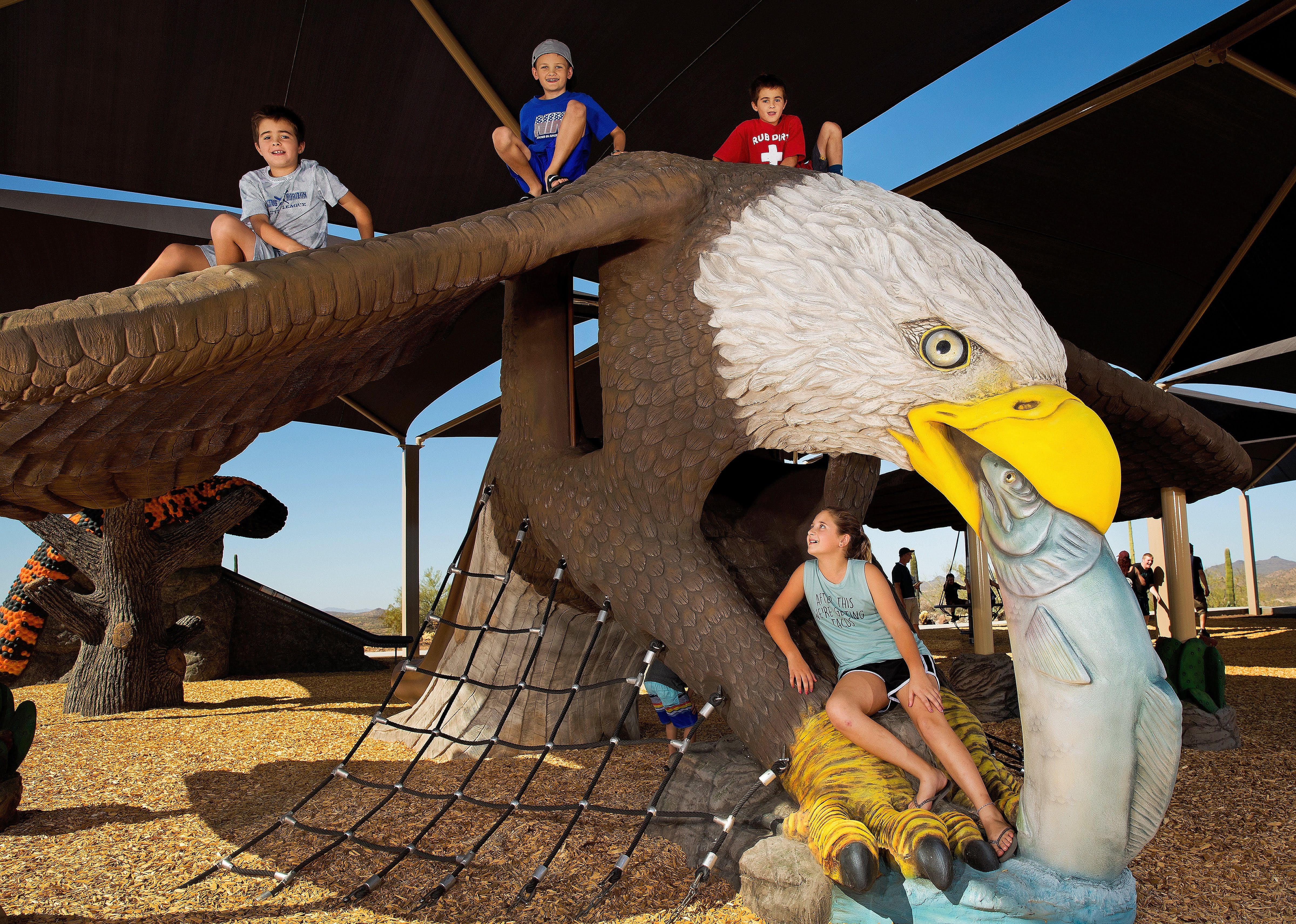 Large custom eagle Fun Forms sculpture at a themed playground