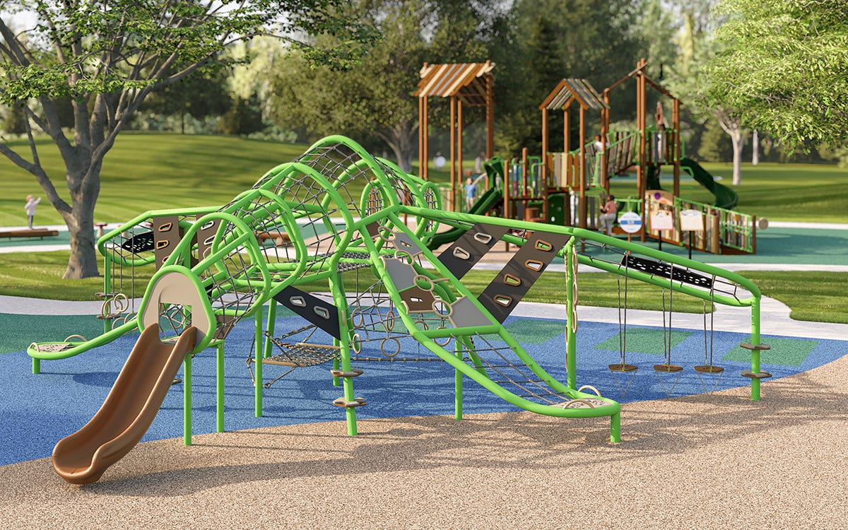 VistaThemed rope climber with nature-inspired play structure