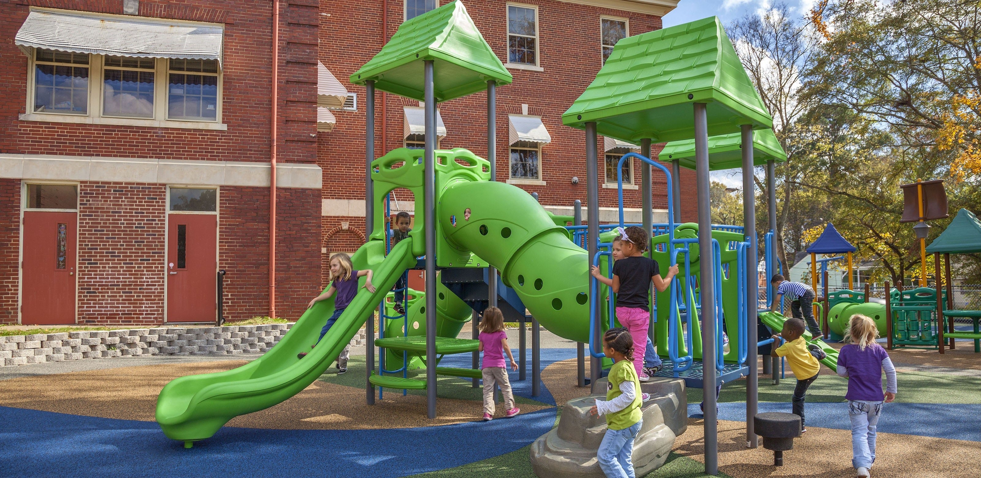 PrimeTime playground equipment installed in an outdoor play space