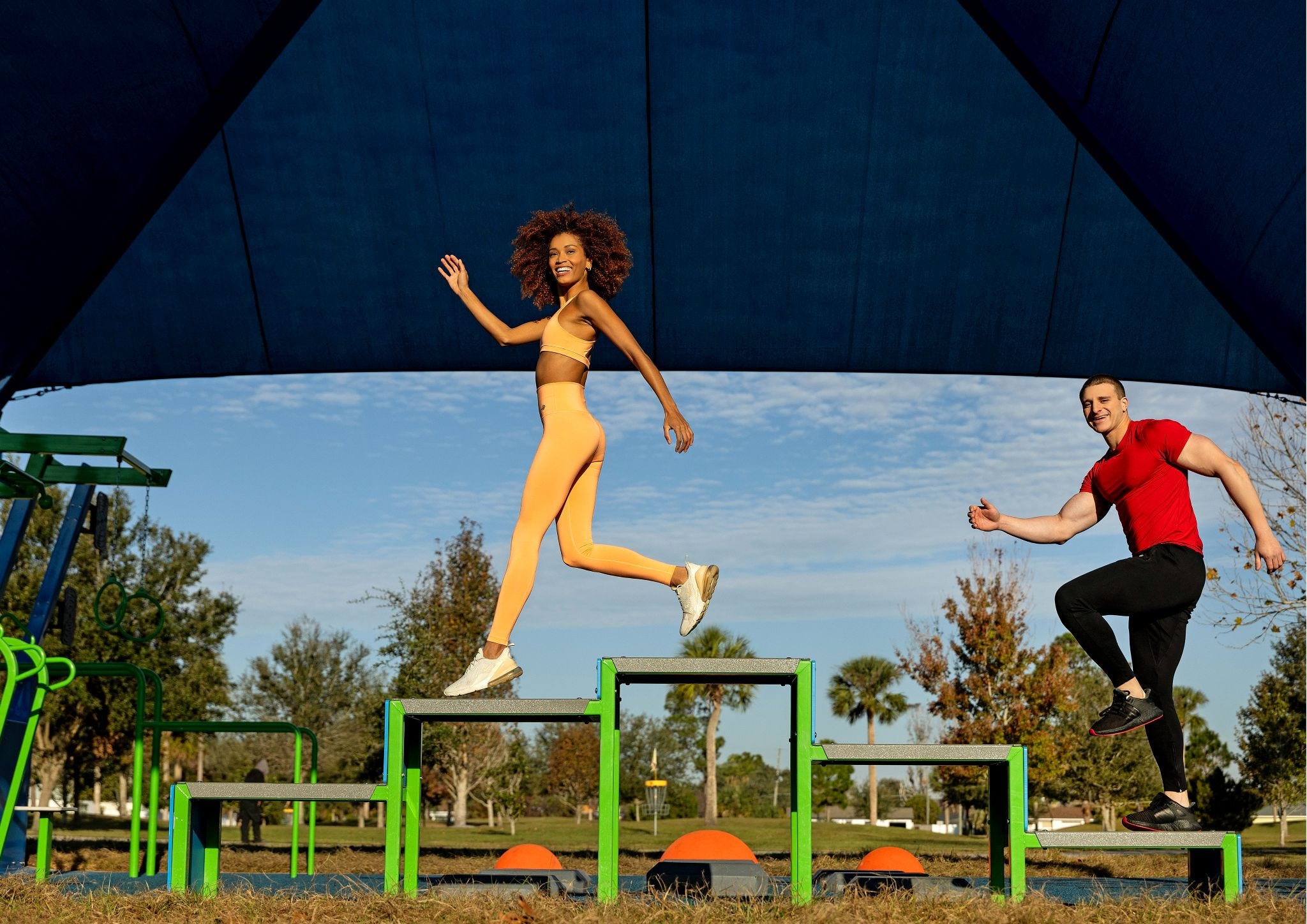 Outdoor group fitness studio